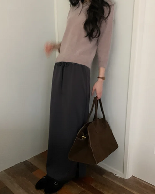 Long skirt with brushed fleece lining