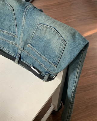 Washed wide denim pants