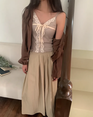 Lace Ribbon Camisole Top
