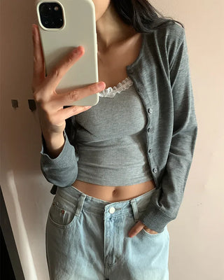 Round knit cardigan
