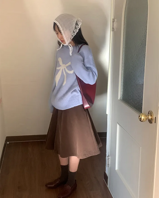 Corduroy mid-length skirt