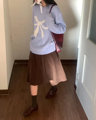 Corduroy mid-length skirt
