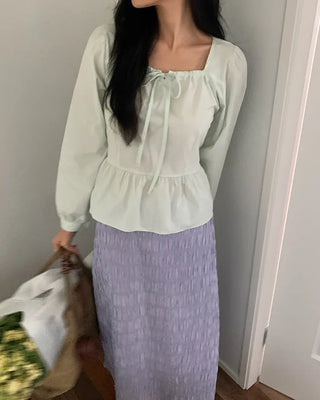 Square Shirring Ribbon Blouse