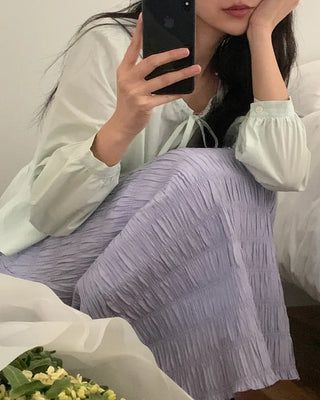 Square Shirring Ribbon Blouse
