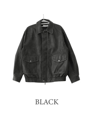 Washed leather hoodie