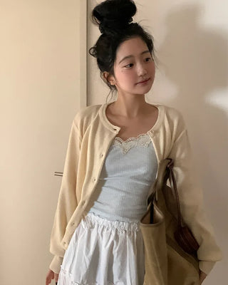 Ribbed Lace Layered Sleeveless Top