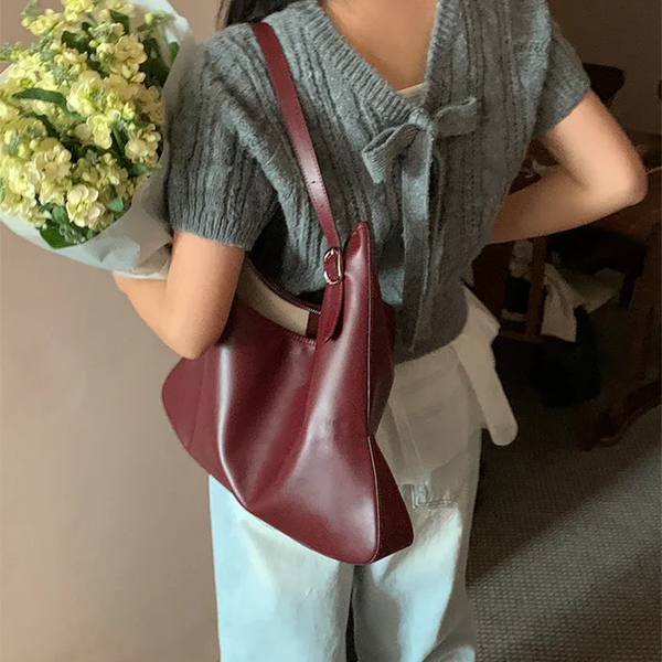 Ribbon V-neck short-sleeved knit
