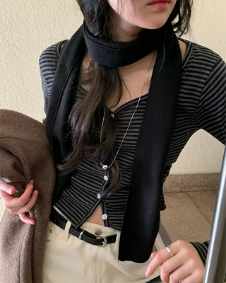 Border Shirred Layered Cardigan T-Shirt