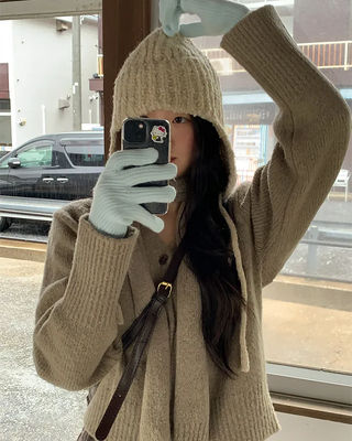 Alpaca knit earmuff cap