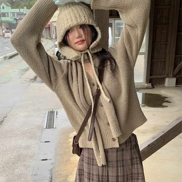 Alpaca knit earmuff cap