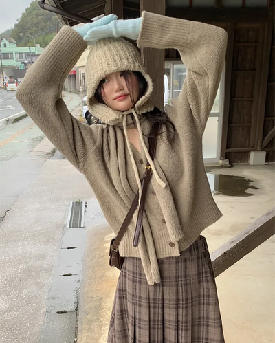 Alpaca knit earmuff cap