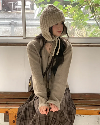 Alpaca knit earmuff cap