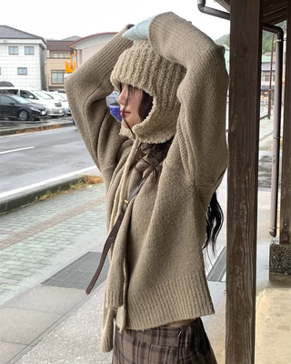 Alpaca knit earmuff cap