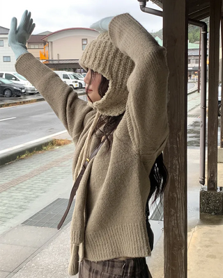 Alpaca knit earmuff cap