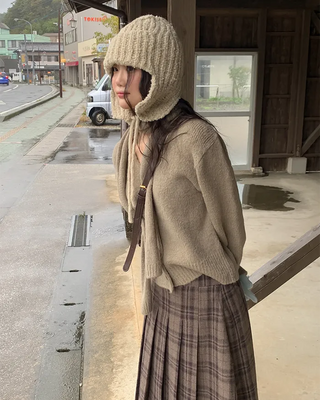 Alpaca knit earmuff cap