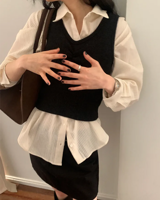 Ribbed Shirring Sleeveless Top