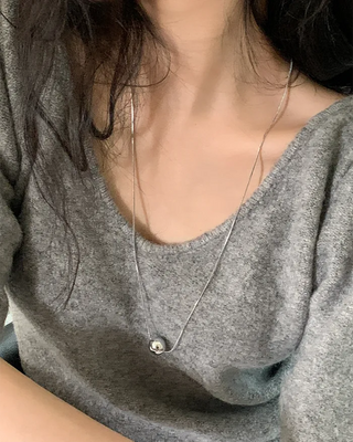 Silver long necklace