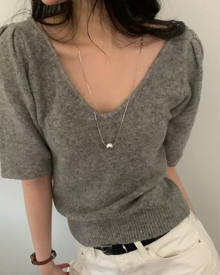 Silver long necklace