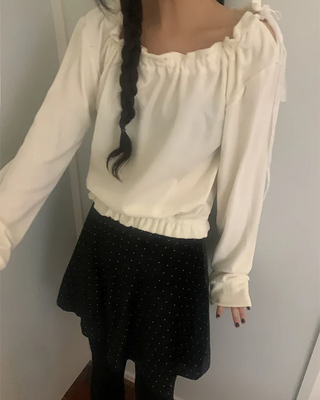 Velvet polka dot skirt