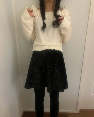 Velvet polka dot skirt