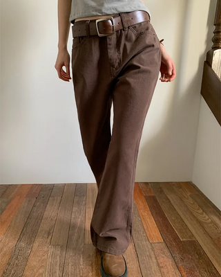 Cotton semi-bootcut denim pants
