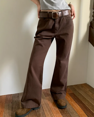 Cotton semi-bootcut denim pants
