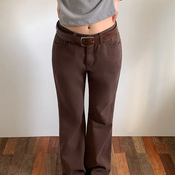 Cotton semi-bootcut denim pants
