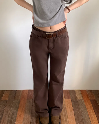 Cotton semi-bootcut denim pants