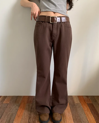 Cotton semi-bootcut denim pants