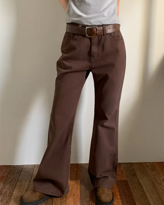 Cotton semi-bootcut denim pants