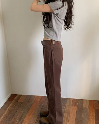 Cotton semi-bootcut denim pants