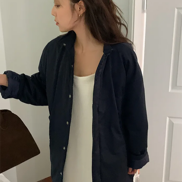 Loose-fit half down jacket