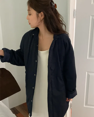Loose-fit half down jacket