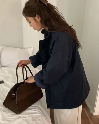 Loose-fit half down jacket