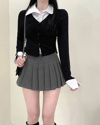Shirt-layered cardigan T-shirt