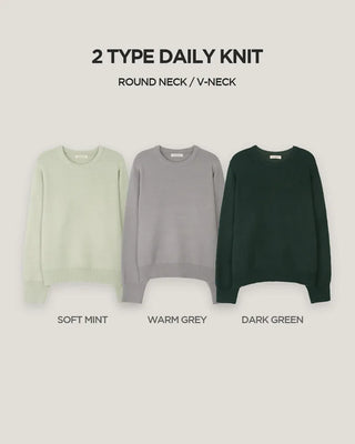 (round neck/v-neck) Soft round knit - 9 colors