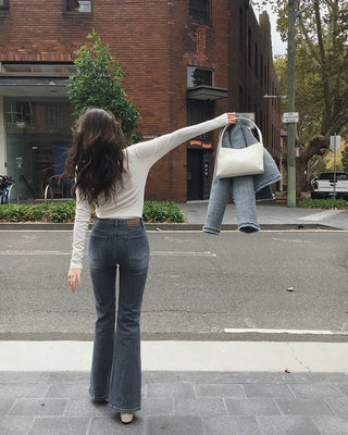 (short/basic/long) Elasticated semi-bootcut pants