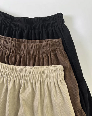 Corduroy tiered long skirt