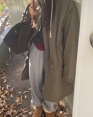 Oversized long military down jacket