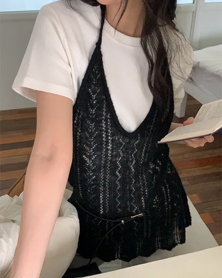 Halter layered knit dress