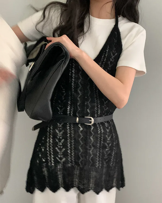 Halter layered knit dress