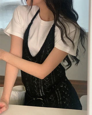 Halter layered knit dress