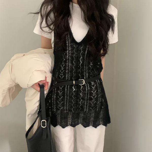Halter layered knit dress
