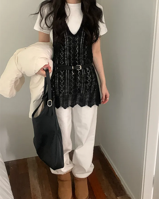 Halter layered knit dress
