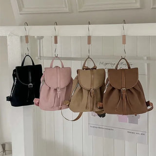 Suede Sheepskin Leather Mini Bucket Bag/Backpack