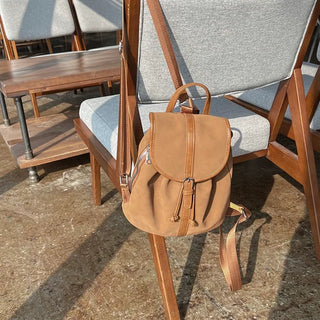 Suede Sheepskin Leather Mini Bucket Bag/Backpack