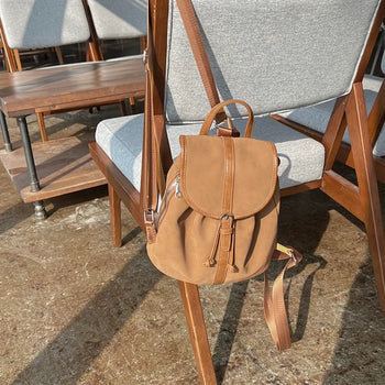 Suede Sheepskin Leather Mini Bucket Bag/Backpack