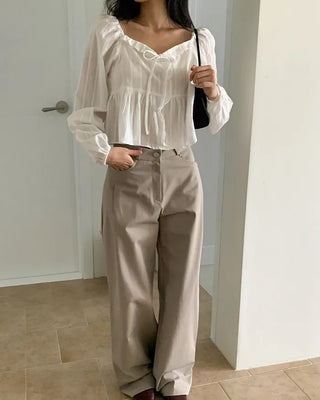 Frilled shirred blouse