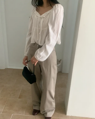 Frilled shirred blouse