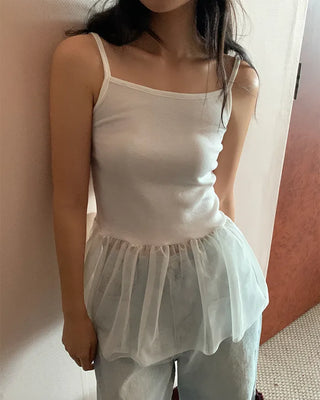 Chiffon layered ruffle sleeveless top